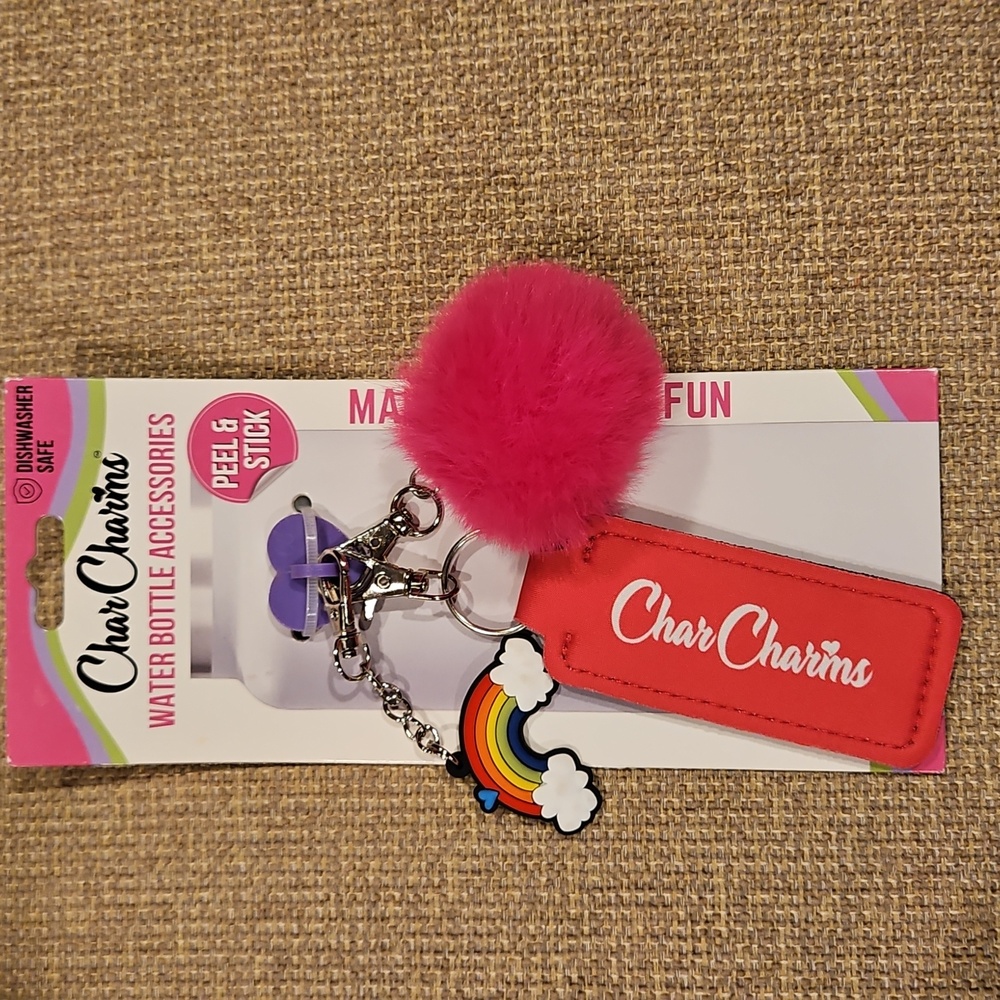Char CHARMS Water Bottle Accessories Peel And Stick Rainbow Furry NWT